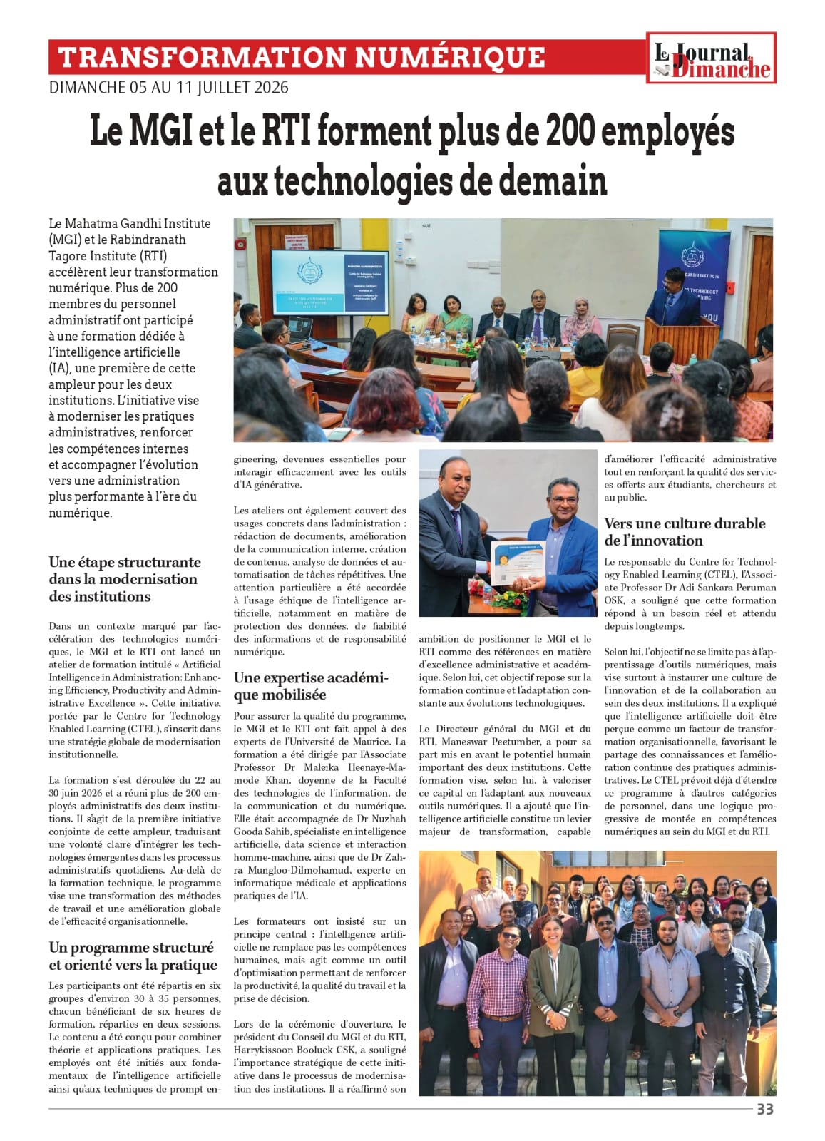 Article  Le Journal du Dimanche article 05 July 2026